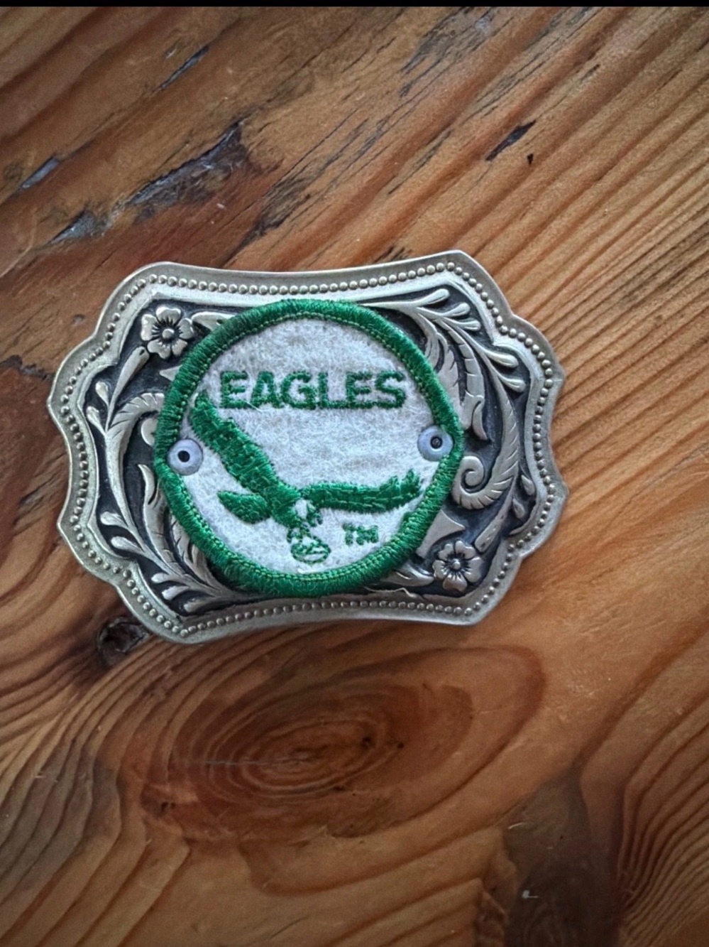 Vintage Philadelphia Eagles Green and White Decorative Belt Buckle